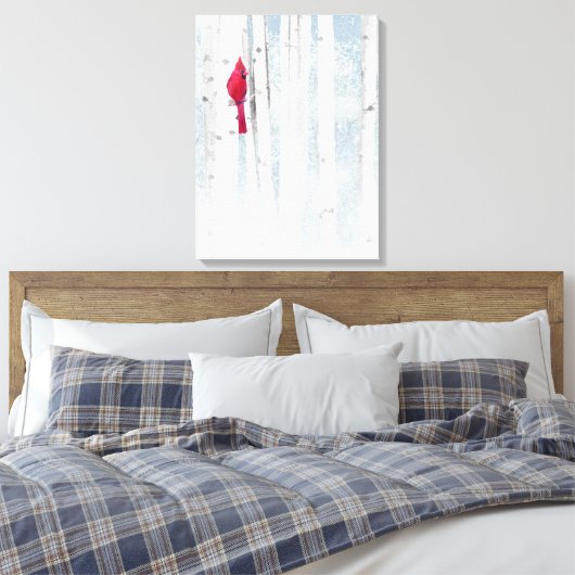 Roter Kardinal Bird in schönem, schneebedecktem Bi Leinwanddruck (Insitu (Schlafzimmer))