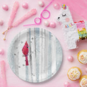 Roter Kardinal Bird in schönem, schneebedecktem Bi Pappteller (Party)