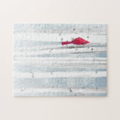 Roter Kardinal Bird in schönem, schneebedecktem Bi Puzzle (Horizontal)