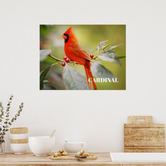 Roter Kardinal Bird in Tree Poster (Küche)