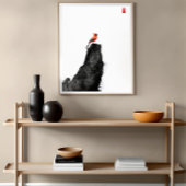 Roter Kardinal Bird on Ink Wash Rock - Zen Art Can Leinwanddruck