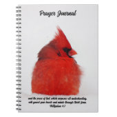 Roter Kardinal Bird Peace in Snow Prayer Journal Notizblock (Vorderseite)