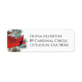 Roter Kardinal Bird Pine Tree Winter Rücksendeadre (Vorne)