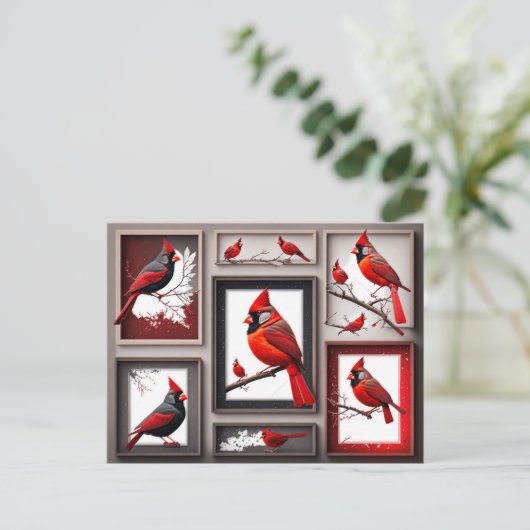 Roter Kardinal Bird Postcard Postkarte (Stehend Vorderseite)