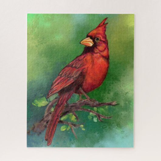Roter Kardinal Bird Puzzle Painting (Vertikal)