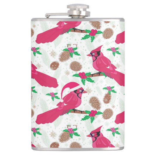 Roter Kardinal Bird santa Flachmann (Vorderseite)