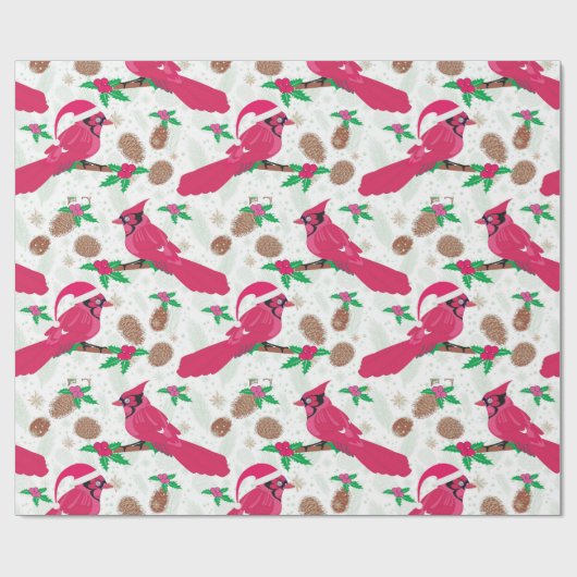 Roter Kardinal Bird santa Geschenkpapier (Flach)