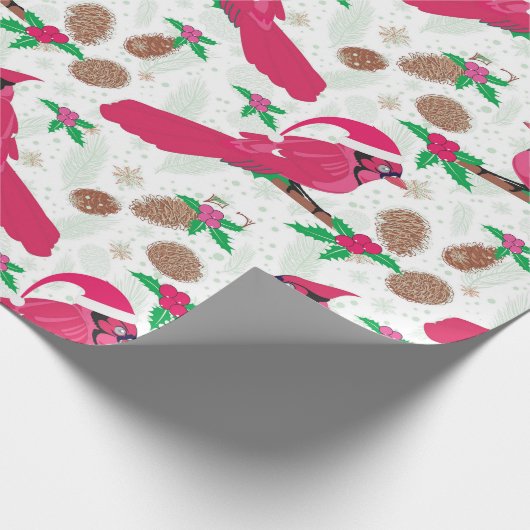 Roter Kardinal Bird santa Geschenkpapier (Ecke)