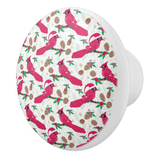 Roter Kardinal Bird santa Keramikknauf (Rechts)