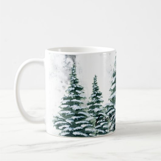 Roter Kardinal Bird von Rustic Green Winter Pine T Kaffeetasse (Links)