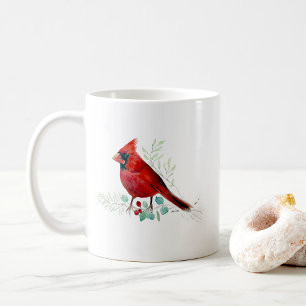 Roter Kardinal Bird Wasserfarbe Tasse Kaffee