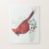 Roter Kardinal Bird Watercolor Art Jigsaw Puzzle (Vertikal)