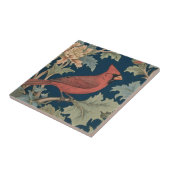 Roter Kardinal Bird William Morris-Stil Fliese (Seite)