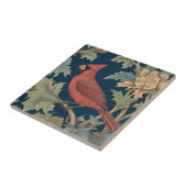 Roter Kardinal Bird William Morris Stil links gege Fliese (Seite)