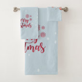 Roter Kardinal Birds Bäume Schnee Weihnachten Badhandtuch Set (Insitu)