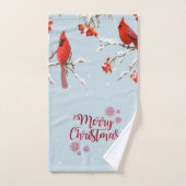 Roter Kardinal Birds Bäume Schnee Weihnachten Badhandtuch Set (Handtuch)