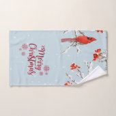 Roter Kardinal Birds Bäume Schnee Weihnachten Badhandtuch Set (Handtuch)