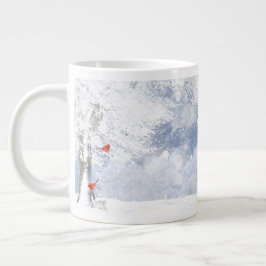 Roter Kardinal Birds Weihnachtsschneebaume Jumbo-Tasse