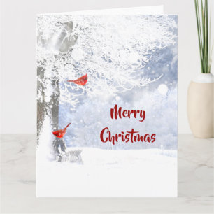 Roter Kardinal Birds Weihnachtsschneebaume Karte
