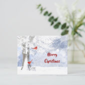 Roter Kardinal Birds Weihnachtsschneebaume Karte (Stehend Vorderseite)