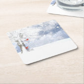 Roter Kardinal Birds Weihnachtsschneebaume Rechteckiger Pappuntersetzer (angewinkelt)