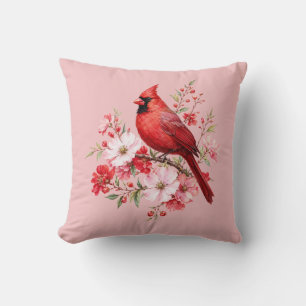Roter Kardinal Blumen Vogelbeobachter Aquarell Nat Kissen