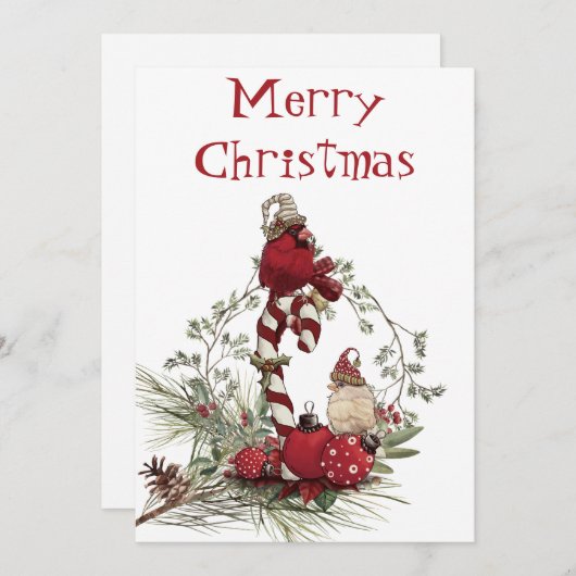 Roter Kardinal Chickadee Bird Winter Weihnachten (Vorne/Hinten)