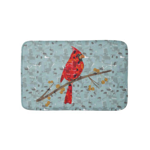 Roter Kardinal, der Weihnachtsvogel Badematte