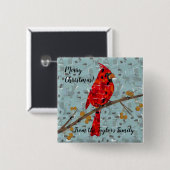 Roter Kardinal, der Weihnachtsvogel Button (Vorne & Hinten)