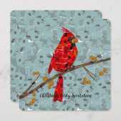 Roter Kardinal, der Weihnachtsvogel Einladung (Vorne/Hinten)