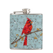 Roter Kardinal, der Weihnachtsvogel Flachmann (Vorderseite)