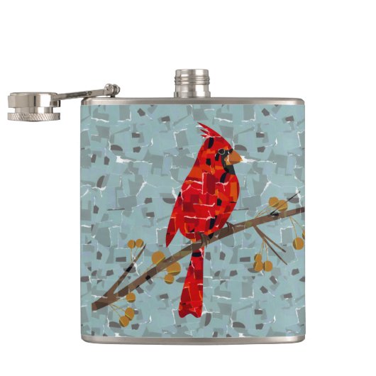 Roter Kardinal, der Weihnachtsvogel Flachmann (Geöffnet)