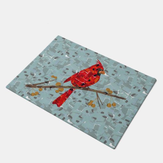 Roter Kardinal, der Weihnachtsvogel Fußmatte (Schrägansicht)