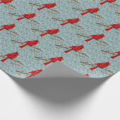 Roter Kardinal, der Weihnachtsvogel Geschenkpapier (Ecke)