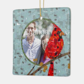 Roter Kardinal, der Weihnachtsvogel Keramikornament (Links)