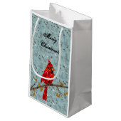 Roter Kardinal, der Weihnachtsvogel Kleine Geschenktüte (Rückseite Schrägansicht)