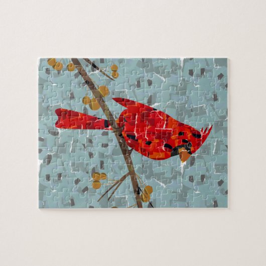 Roter Kardinal, der Weihnachtsvogel Puzzle (Horizontal)