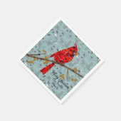 Roter Kardinal, der Weihnachtsvogel Serviette (Ecke)