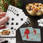 Roter Kardinal, der Weihnachtsvogel Spielkarten (In Situ)