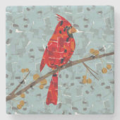 Roter Kardinal, der Weihnachtsvogel Steinuntersetzer (Vorderseite)