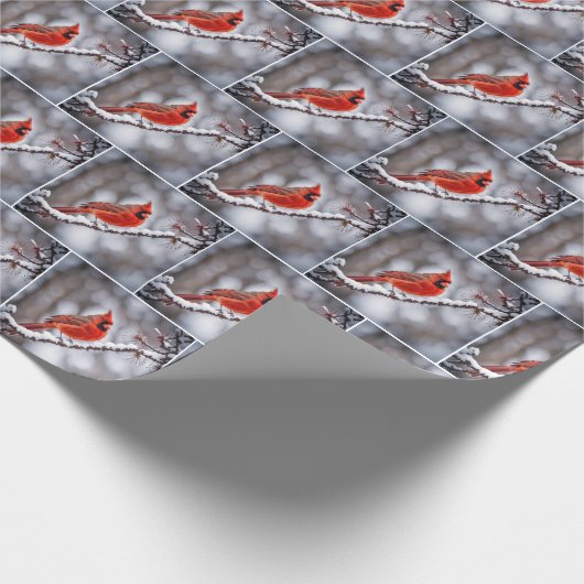 Roter Kardinal eine Winterzweigung Geschenkpapier (Ecke)
