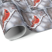 Roter Kardinal eine Winterzweigung Geschenkpapier (Rolleneckpunkt)