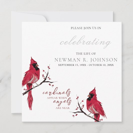 Roter Kardinal Feier des Lebens Einladung (Vorderseite)