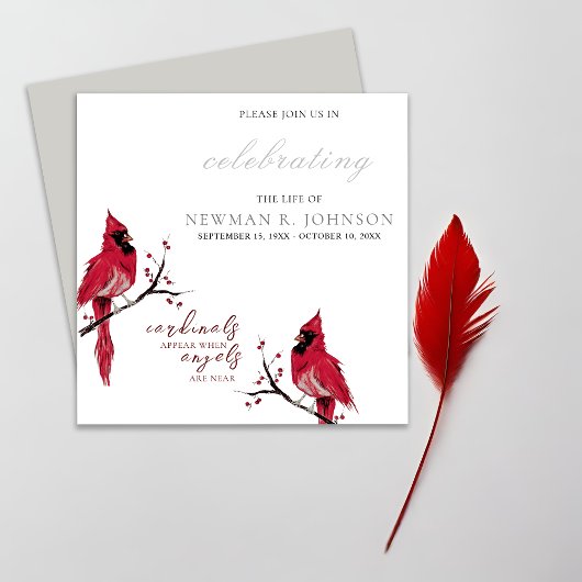 Roter Kardinal Feier des Lebens Einladung