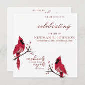 Roter Kardinal Feier des Lebens Einladung (Vorne/Hinten)