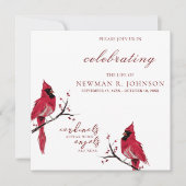 Roter Kardinal Feier des Lebens Einladung (Vorderseite)