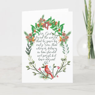 Roter Kardinal Frohe Weihnachten Kranz Dankeskarte