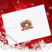 Roter Kardinal Frohe Weihnachtsaufkleber Quadratischer Aufkleber