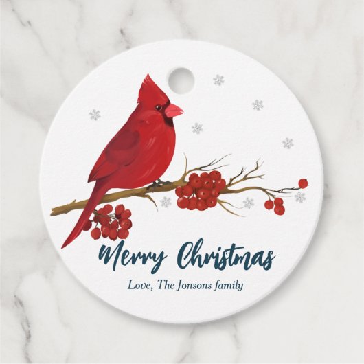 Roter Kardinal Geburtstag Weihnachten Geschenkanhänger (Vorderseite)