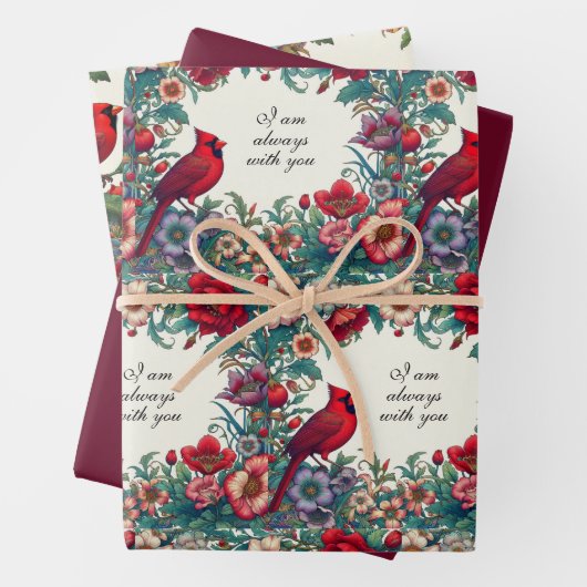 Roter Kardinal gibt Beileid Keepake Memorial Geschenkpapier Set (Beispiel)